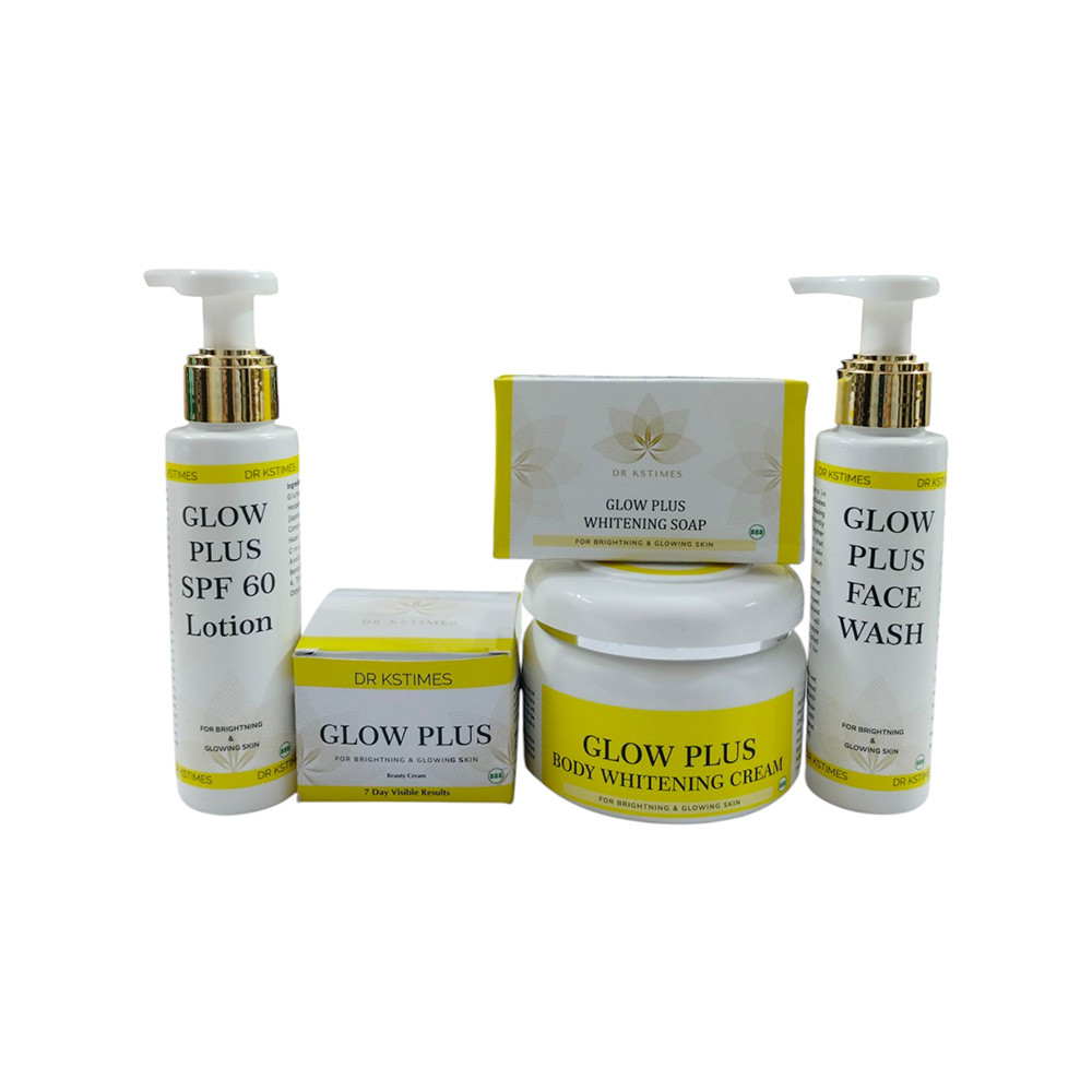 Dr Kstimes Glow Plus Glutathione Skin Whitening Night Cream | Glow Plus Body Cream | Glow Plus Lotion | Glow Plus Face Wash | Glow Plus Soap (Combo Of 5)